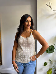 Stone Beaded Strap Knit Vest Belle