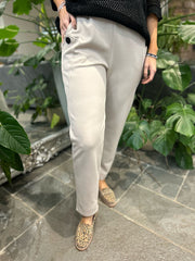 Stone Straight leg Comfort fit pull on Trousers