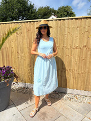 Light Blue Flower Detail Dress Faith