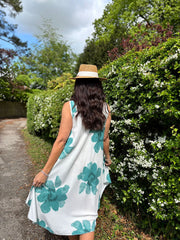 Teal Floral Print Dress Yvonne