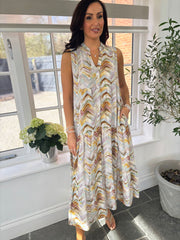 Multicolour Chevron Sleeveless Tiered Dress Mariah