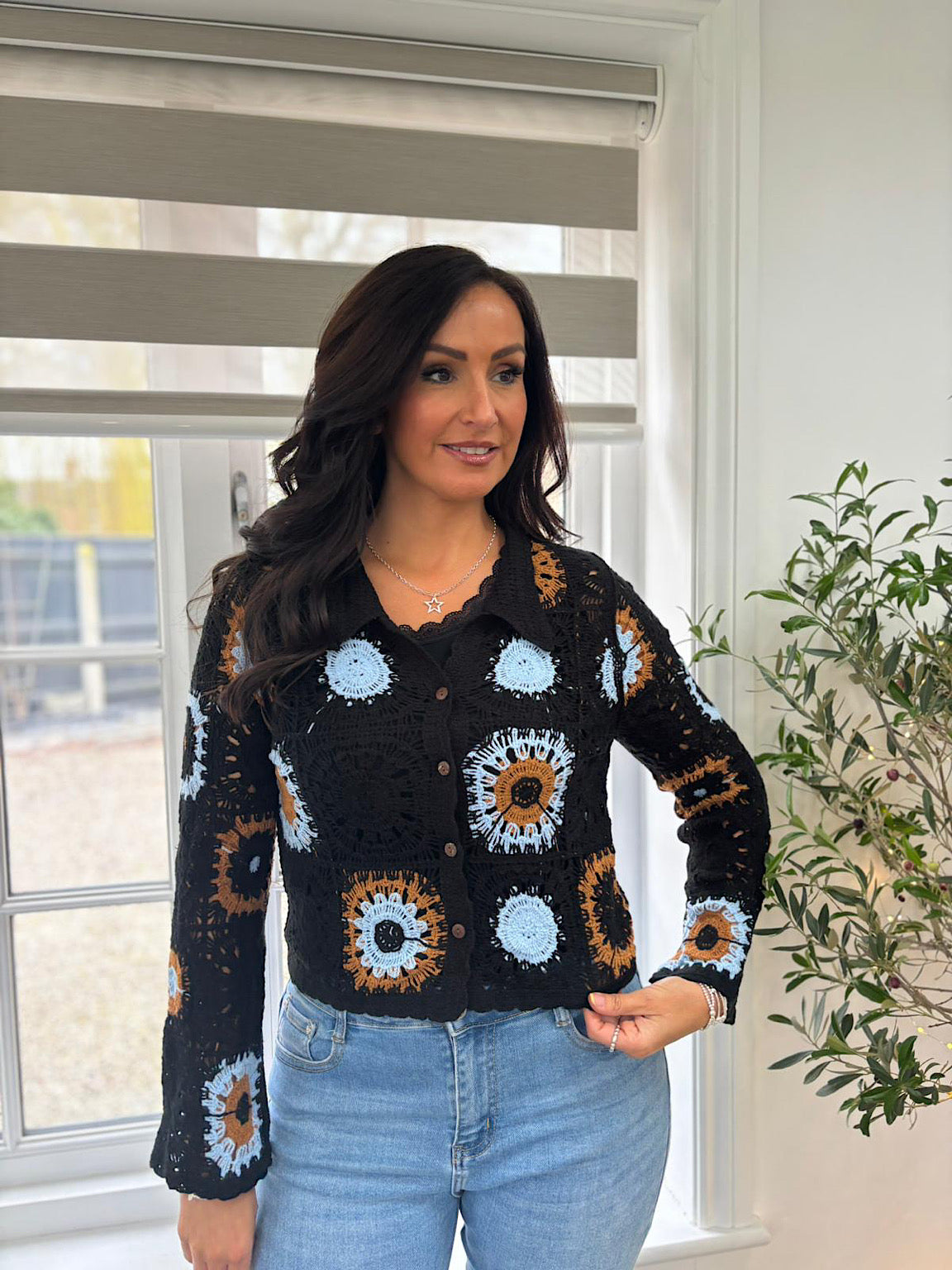 Black Crochet Patchwork Cardi Silvia – Tillett's