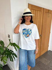 White Marine Heart Tee Sally