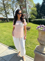 Stone Crochet Floral Striped Top Gemma
