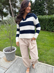 Navy Stripe Collared Knit Anita