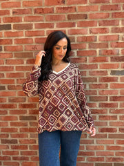 Wine Diamond Shimmer Top Freya
