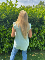 Mint Floral Frill Sleeve Top Chrissy