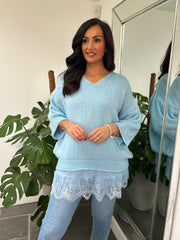 Blue Two Piece V Neck Knit Eileen