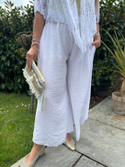 White Wide Leg Pull on Silvia Trousers