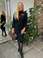 Black Knitted Crew Neck Dress Zara