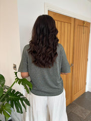 Khaki V Neck Shimmer Knit Cassie