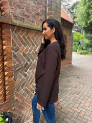 Chocolate Ribbed Drawstring Top Maisie