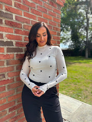 White Heart Knit Top Elsie
