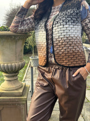 Chocolate Ombre Knitted Stripe Gilet