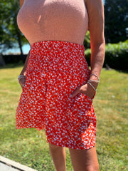 Orange Ditsy Floral Shorts Lyra