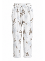 White Floral Printed Trousers