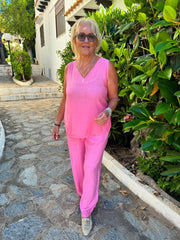 Candy Pink Textured Vest Top Kaylee