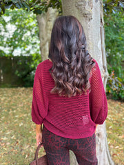 Wine Gathered Loose Knit Paige