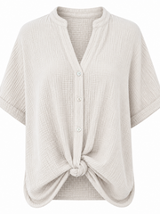 Stone Gathered Hem Bubble Cotton Top Ginny