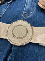 Stone Elasticated Gold Detail Belt