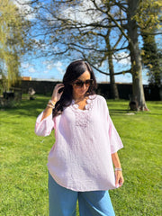 Pink Boho Daisy Bubble Cotton Top Skye