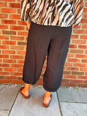 Black Smocked Waist Hareem Trousers