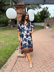 Navy Ombre Floral Dress Stephanie