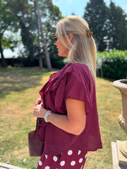 Wine Ruffle Top Mackenzie