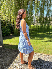 Blue Floral Print Sleeveless Dress Lilia
