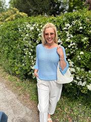 Blue Ruffle Sleeve Knit Alexis