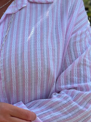 Pink Embroidered Stripe Shirt Fiona