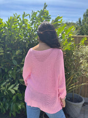 Pink Wave Open Knit Jumper Marian