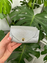 Silver Metallic Double Button Purse