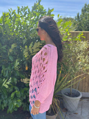Pink Wave Open Knit Jumper Marian