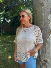 Stone Abstract Pattern Knit Tori