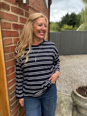 Navy Striped Top Pria