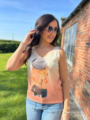 Peach Chic Graphic Shimmer Vest Elaina