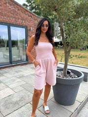 Rose Bubble Cotton Bandeau Playsuit