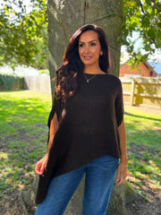 Chocolate Asymmetric Cosy Knit Fran