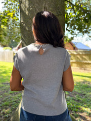 Grey Beaded Neckline Knit Alison