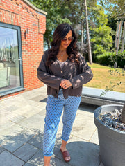 Chocolate Button Front Jacket Helen