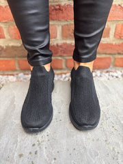 Black Diamante Slip On Trainers