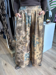 Gold Shimmer Floral Trousers Adele