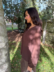Chocolate Pleat Detail Chiffon Blouse Molly