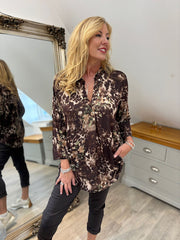 Chocolate Flower Blouse Gloria