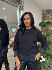 Black Embellished Shoulder Knit Maddie