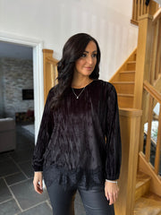 Black Lace Detail Top Luna