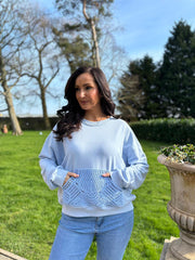 Light Blue Premium Crochet Pocket Sweatshirt Blake