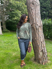 Khaki Crochet Hem Floral Top Ellis