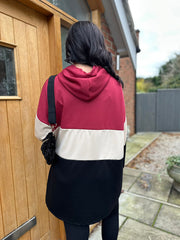 Wine Block Stripe Sweat Dress Eva